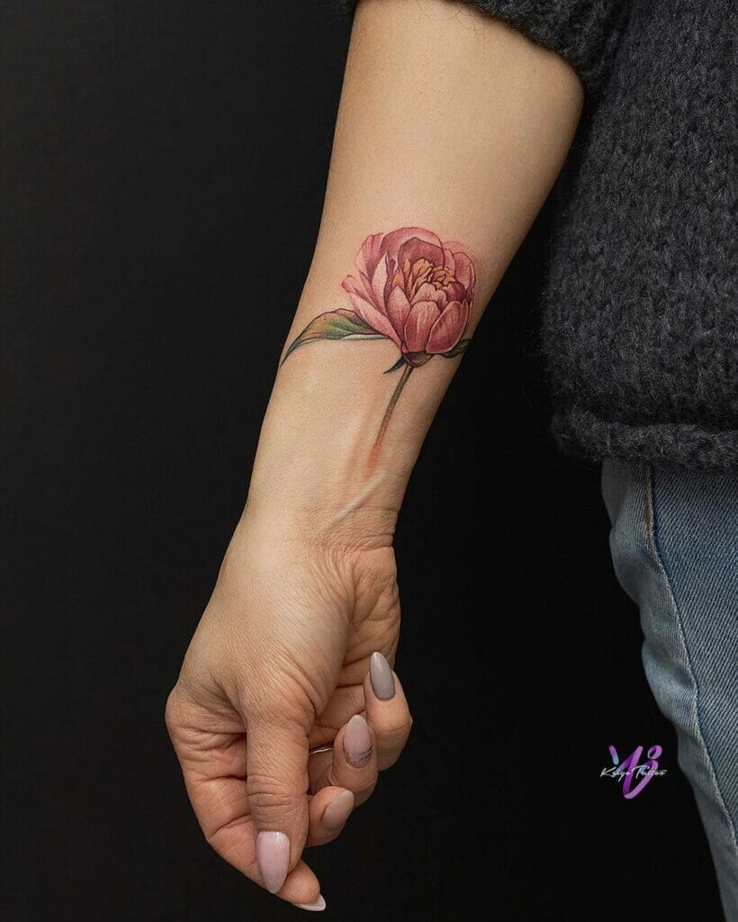 The Small Independent Peony Tattoo