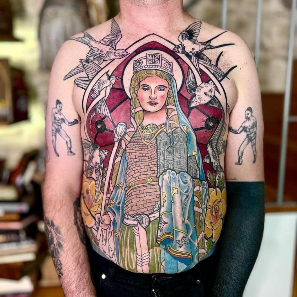 The Stained Glass Back Tattoo Of Clotilde