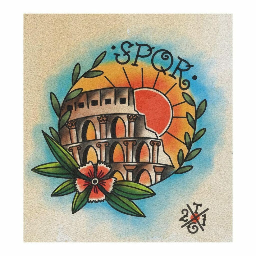 The Stained Glass Style SPQR Tattoo