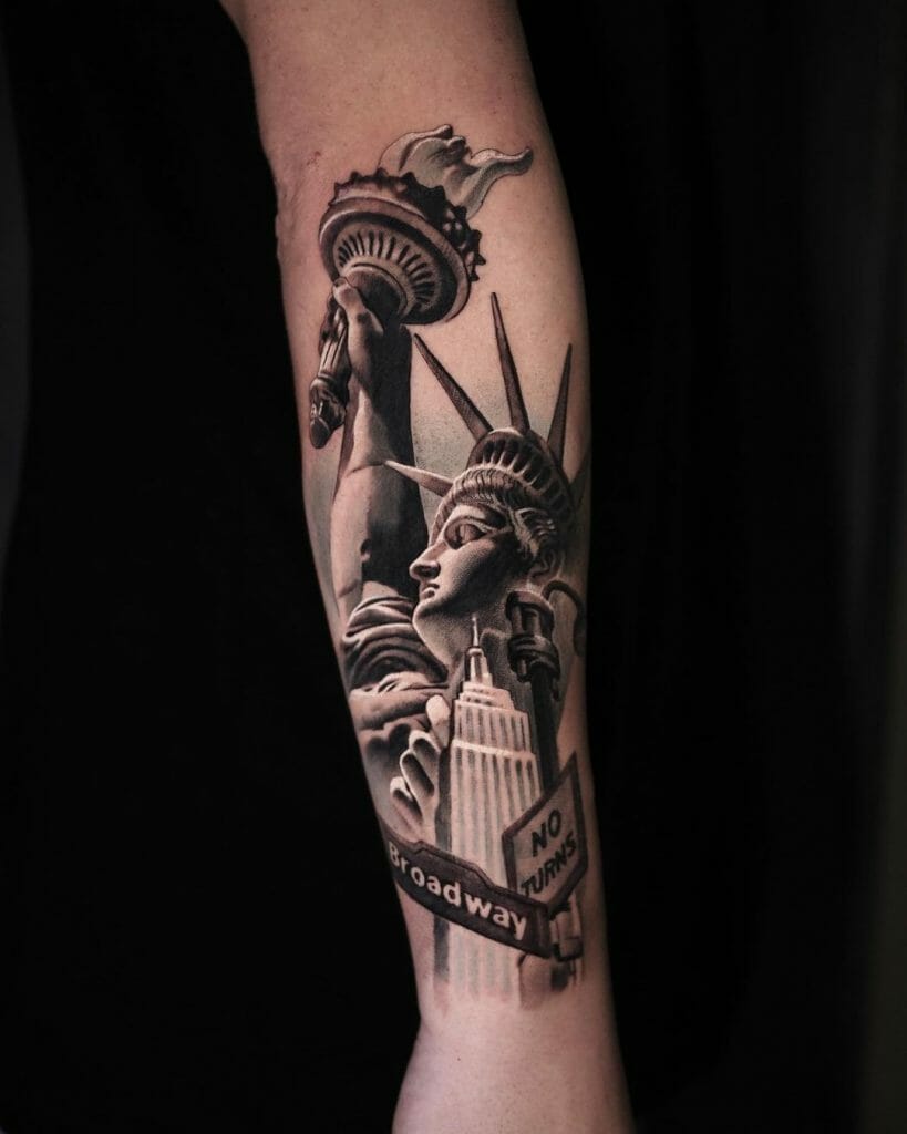 The Statue of Liberty and Empire State Building Tattoo