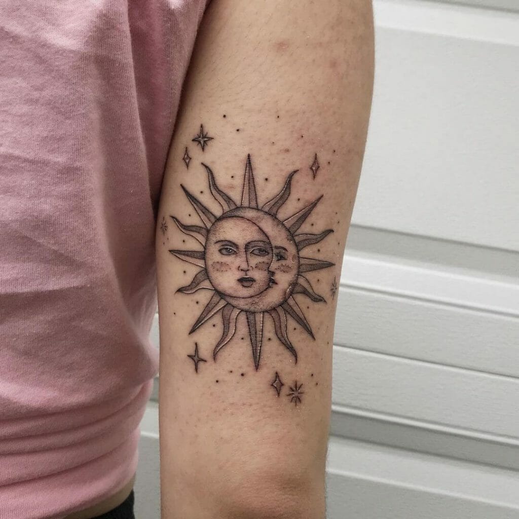 The Sun and Moon Hand Tattoo