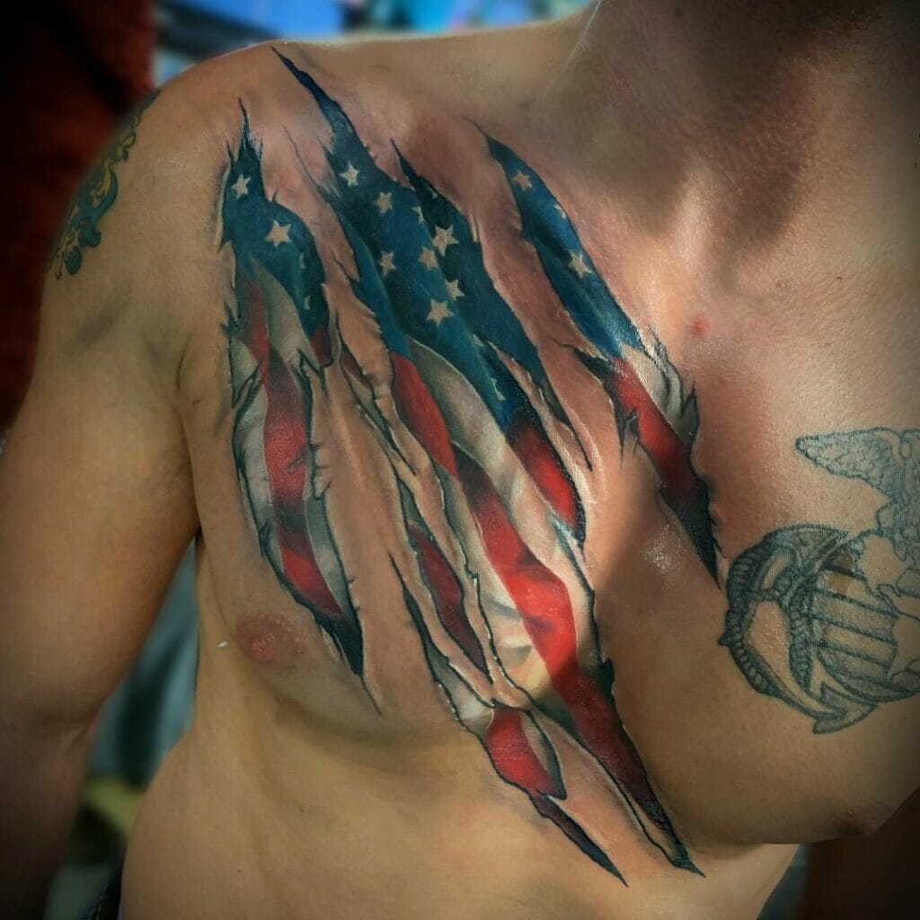 The Tattered American Flag Tattoo For Patriots