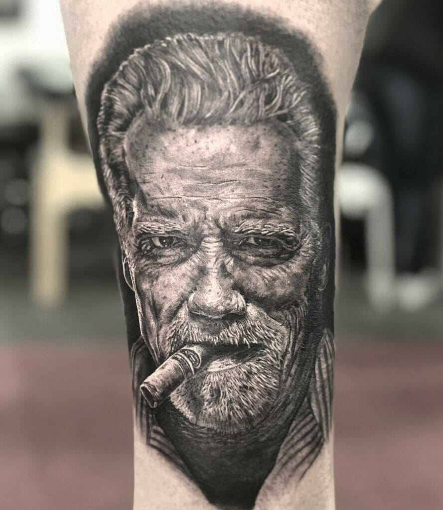 The Tattoo Of Arnold Smoking A Cigar