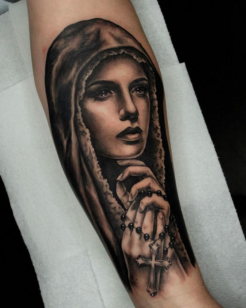 The Tattoo of Virgin Mary with Rosary