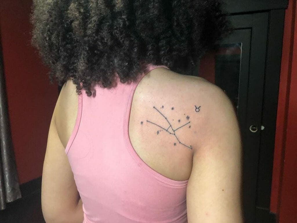 The Taurus Constellation And Zodiac Sign Combined Tattoo
