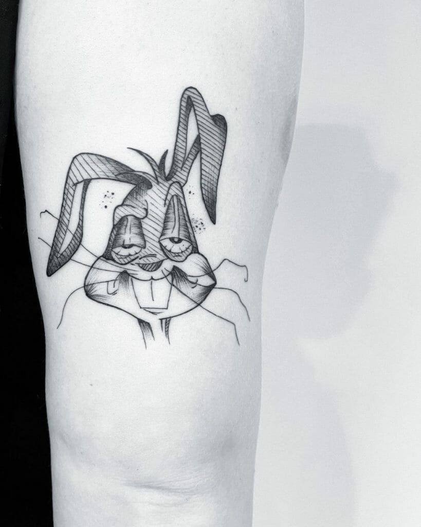 The Tired and Exhausted Bugs Bunny Leg Tattoo