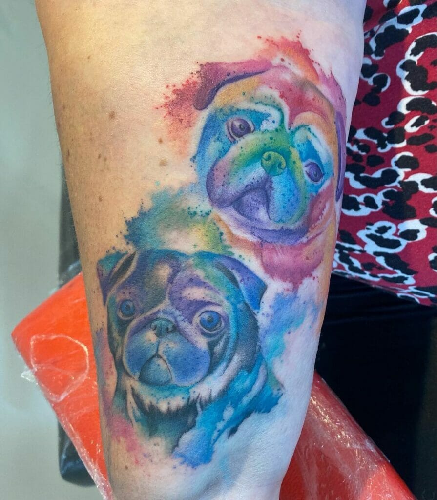 The Watercolor Pug Tattoo For An Artistic Touch