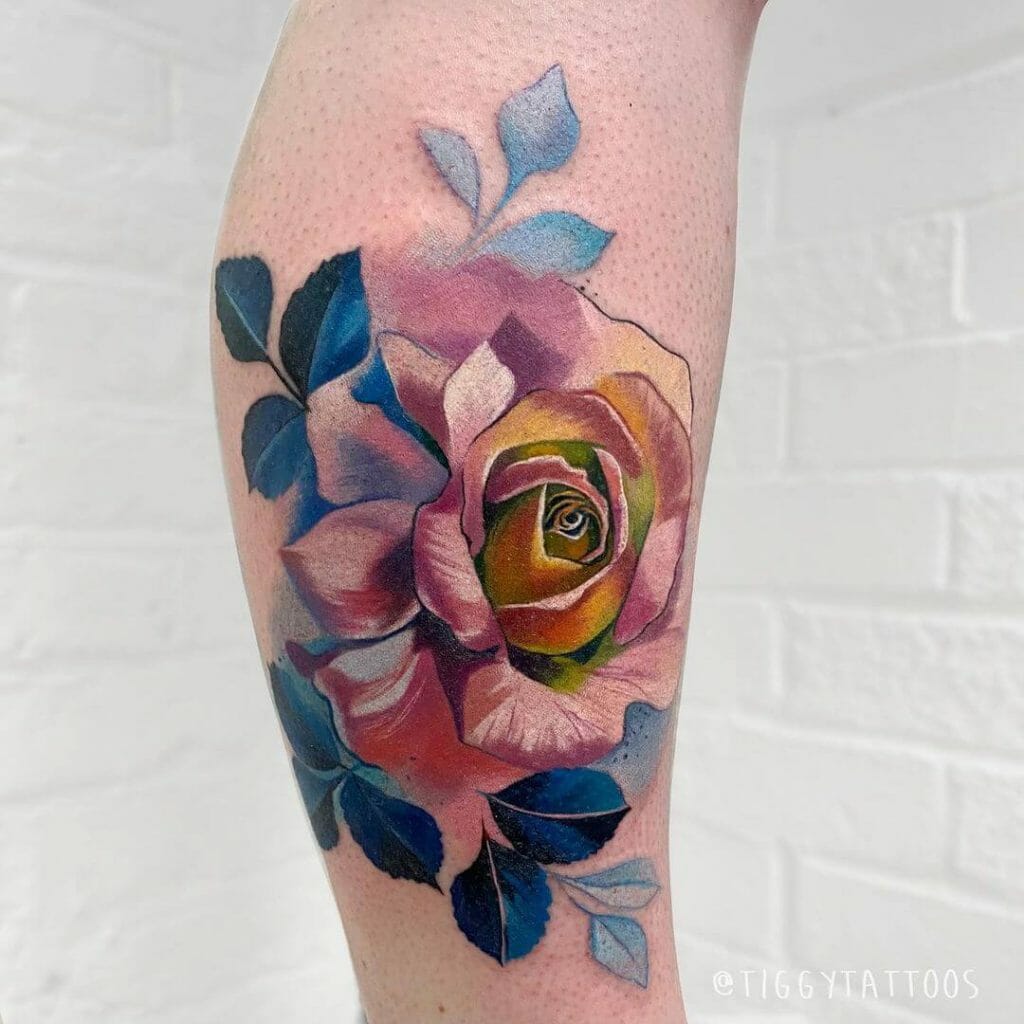 The Watercolor Style Rose Tattoo