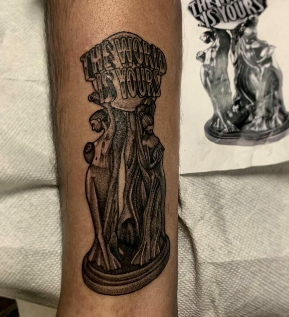 The World Is Yours Statue Tattoo