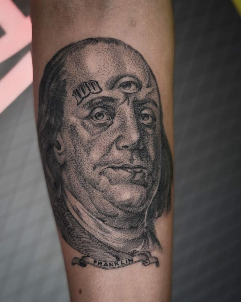 Three-Eyed Benjamin Franklin Tattoo