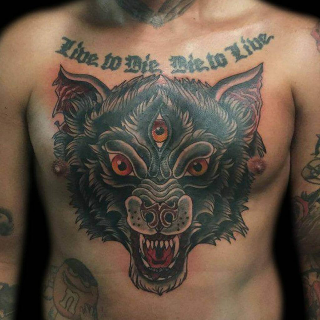 Three-Eyed Tribal Wolf Tattoo