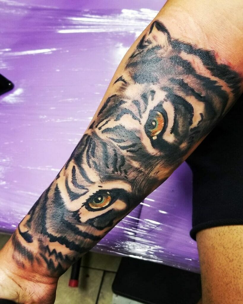 Tiger Eyes Sleeve Tattoo