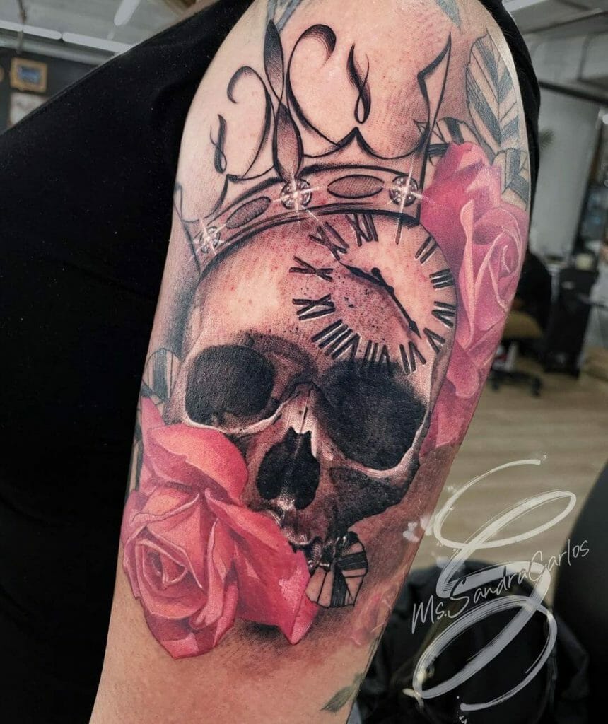 Time And Skull Tattoo