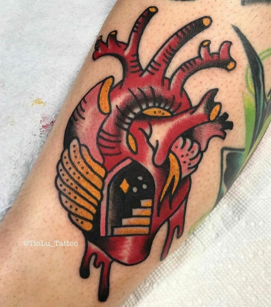 Traditional And Realistic Heart Tattoo