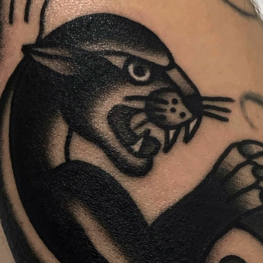 Traditional Black Panther Tattoo
