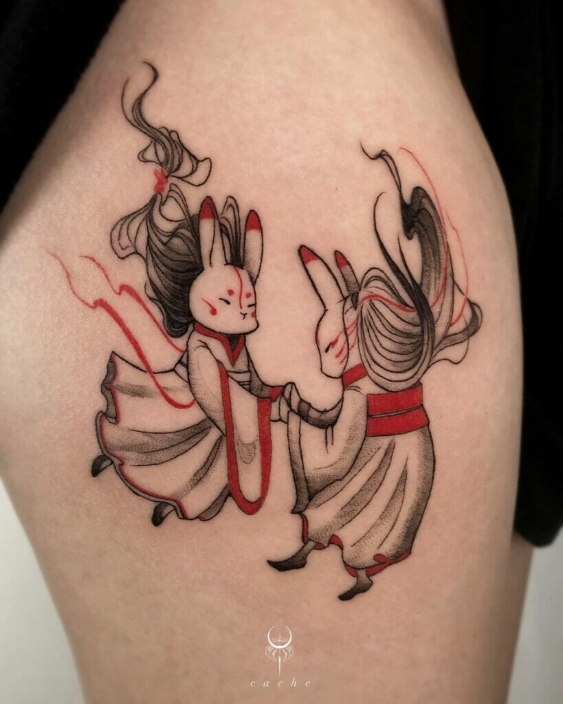 Traditional Bunny Leg Tattoos