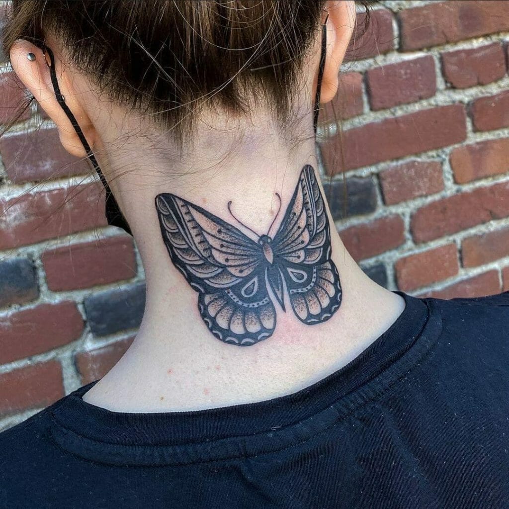 Traditional Butterfly Tattoo Black And White