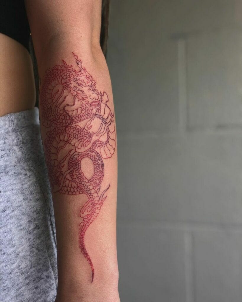 Traditional Chinese Red Dragon Tattoo