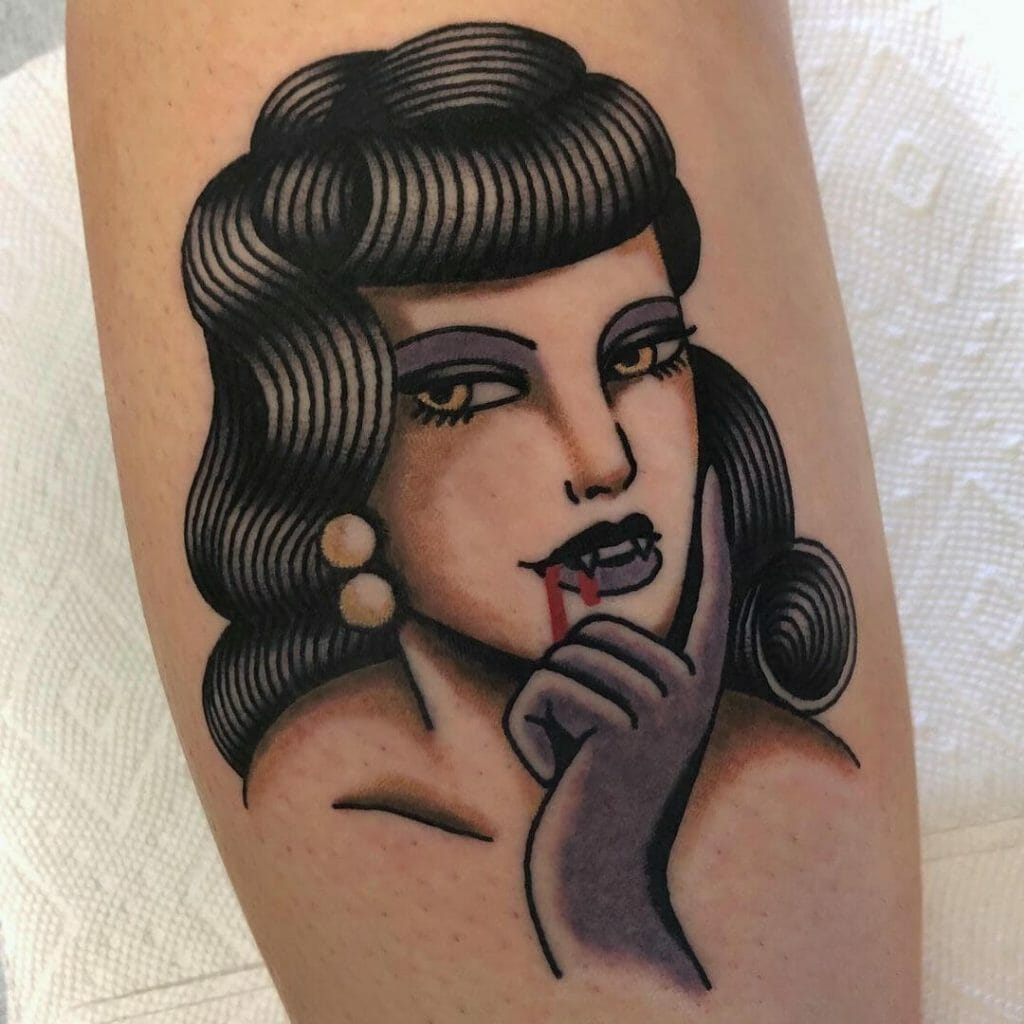 Traditional Lady Vampire Tattoo