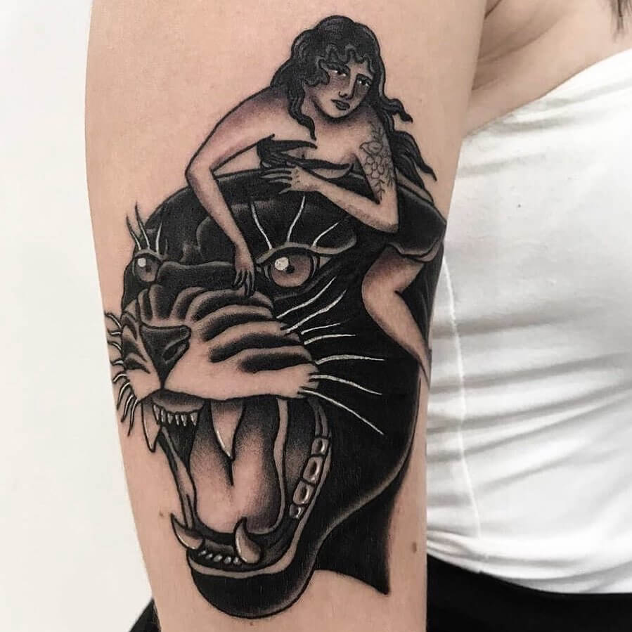 Traditional Panther Tattoo