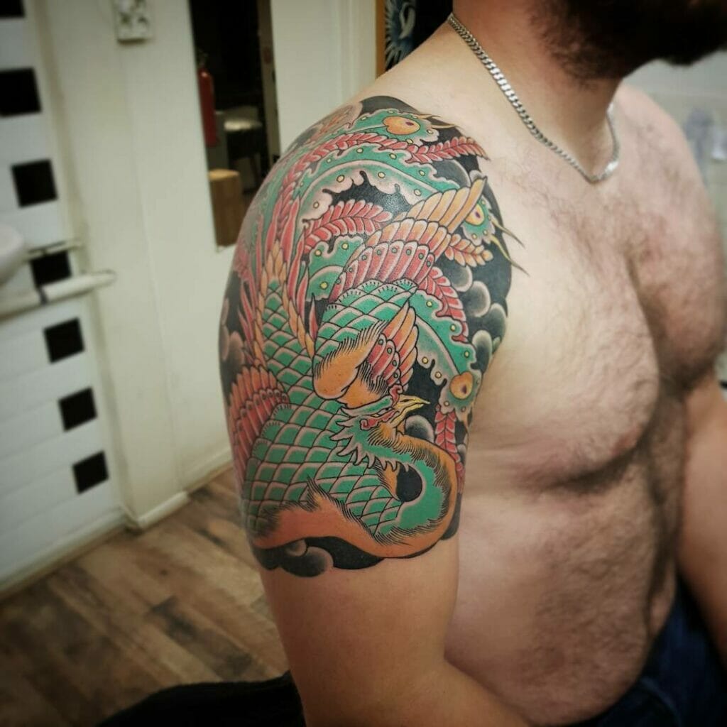 Traditional Phoenix Sleeve Tattoo