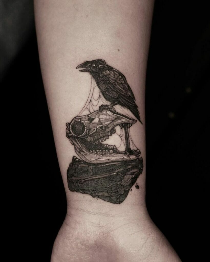Traditional Raven Tattoo