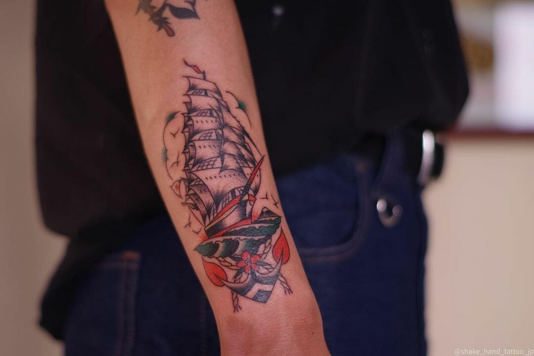First sesh on this clipper ship tattoo. Excited to keep working in this  sleeve. | Instagram