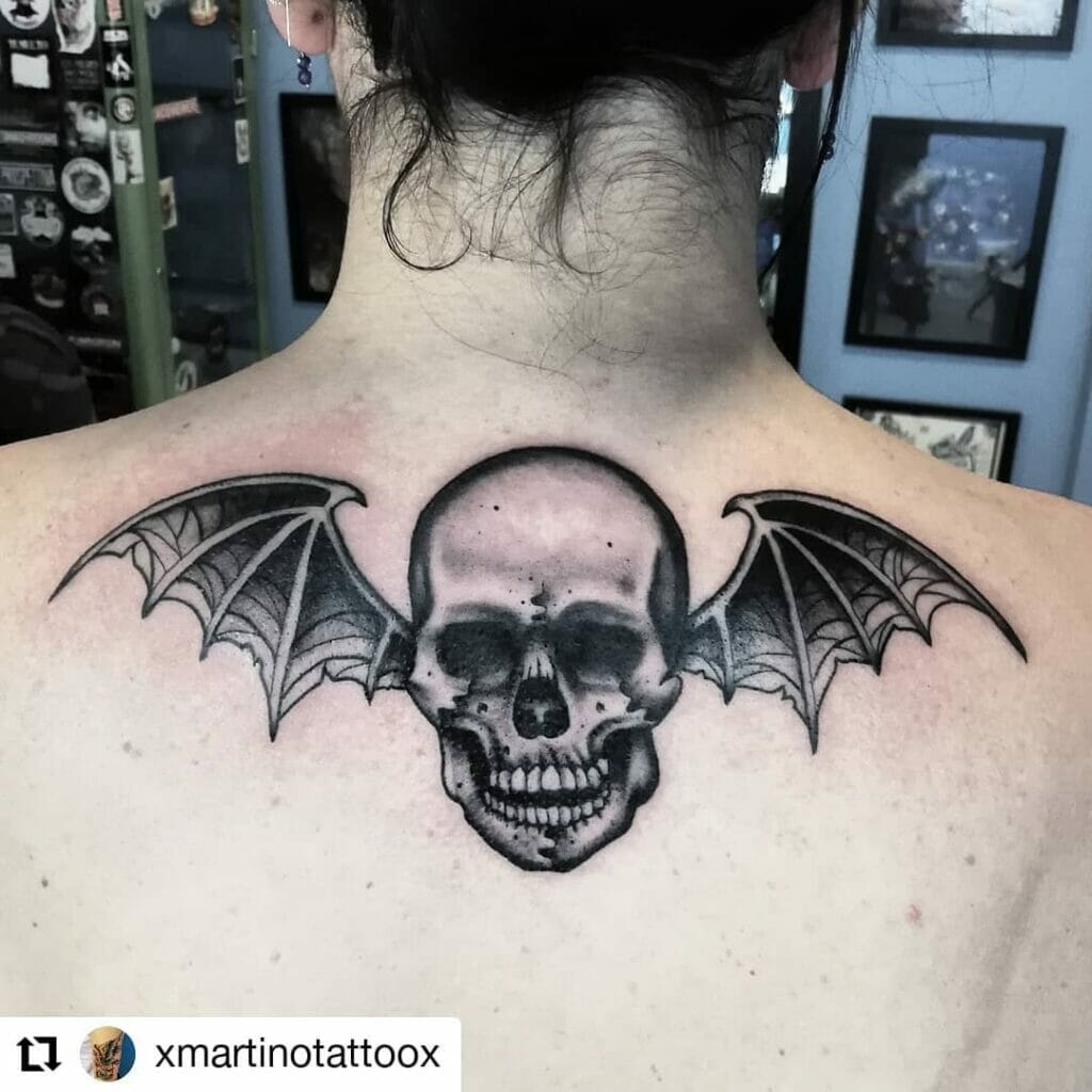 Traditional Skull With Wings Tattoo