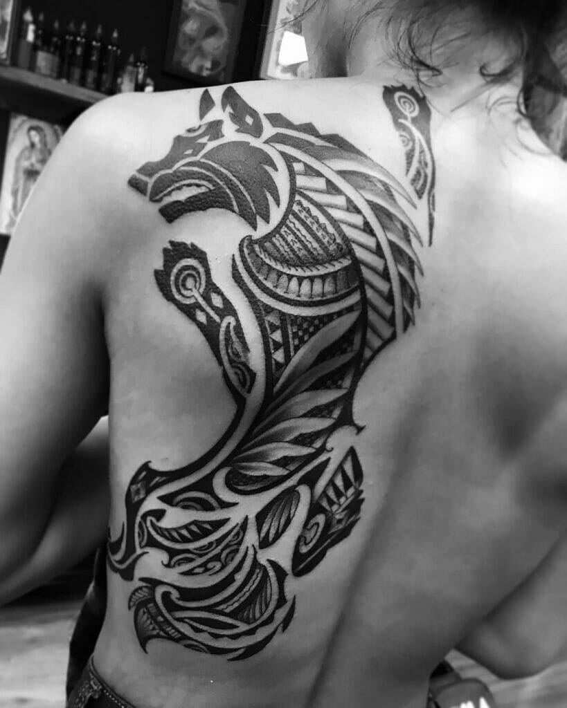 Traditional Tribal Wolf Tattoo