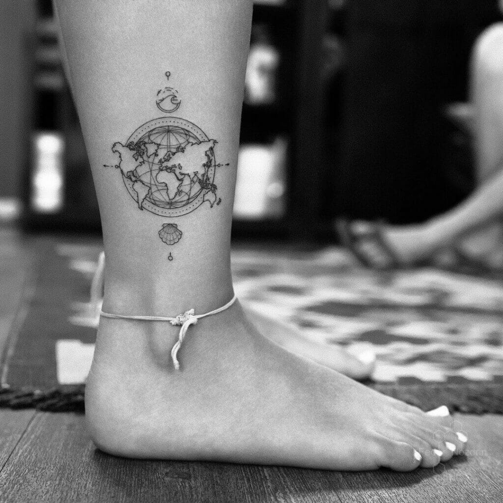 Travel Tattoo For Ankle