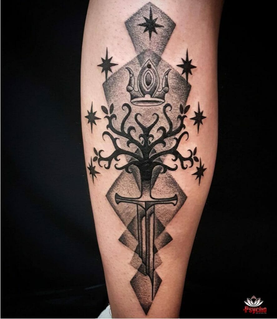 Tree Of Gondor Tattoo With Crown