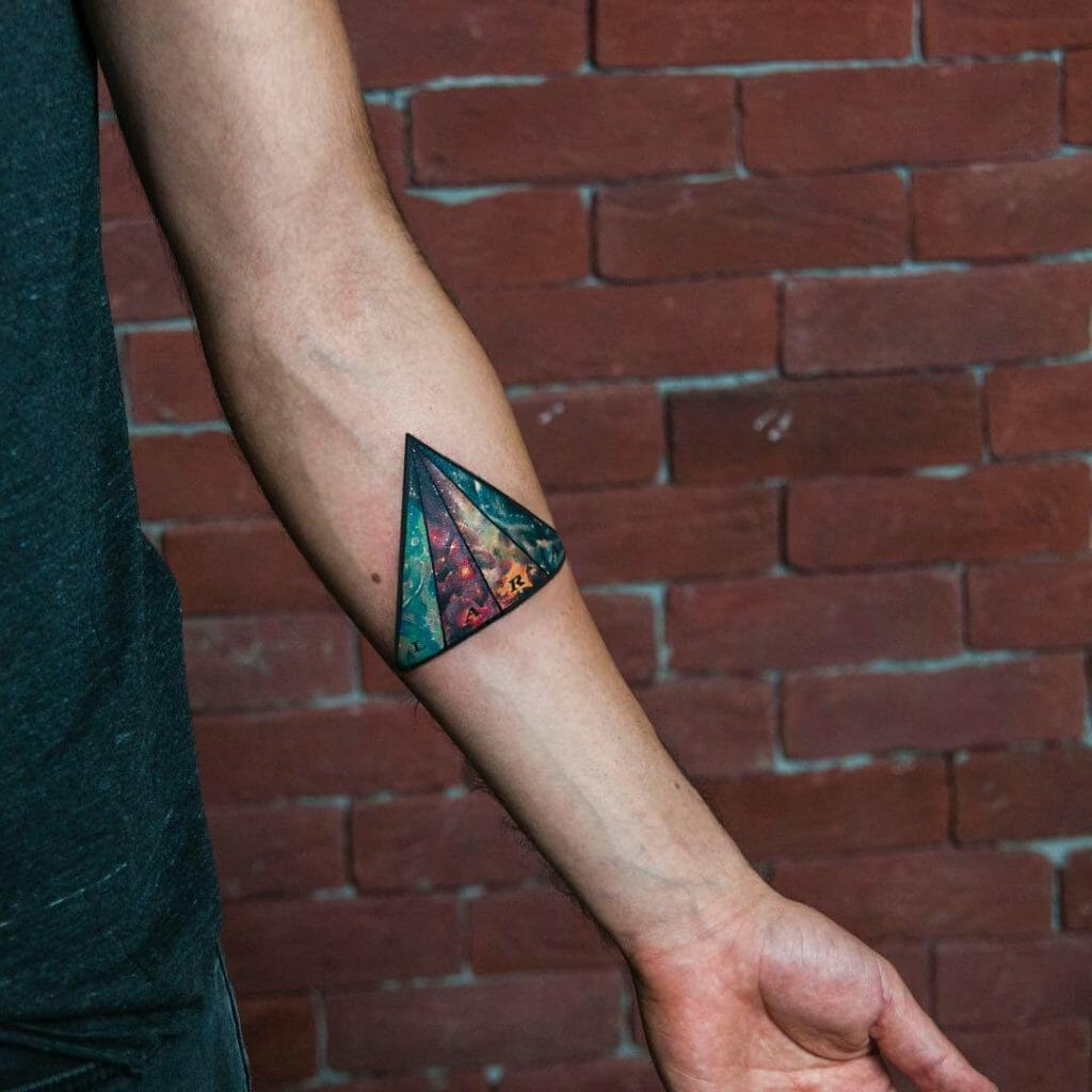 Triangular Space Themed Geometric Tattoo