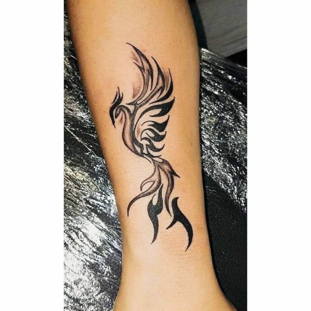 Colored Tribal Phoenix Tattoo Design