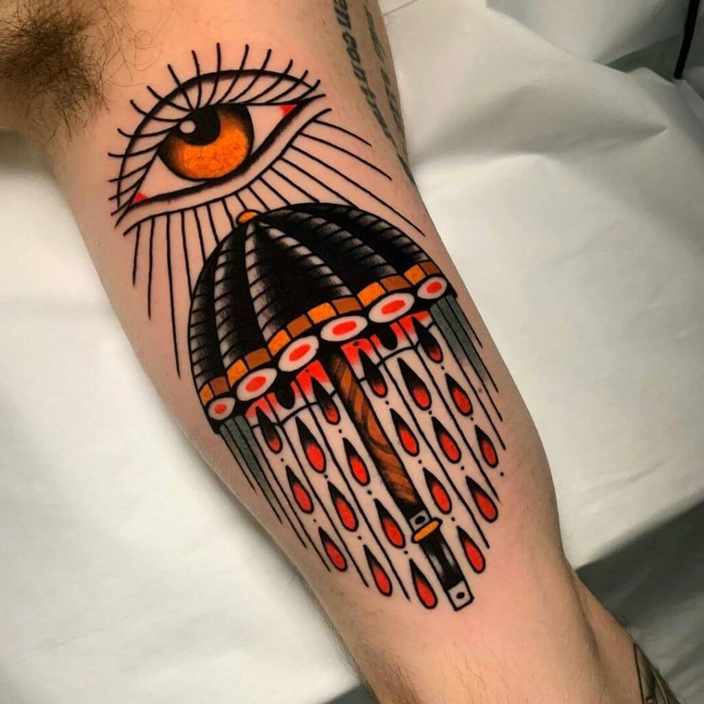 Tricoloured Umbrella Tattoo