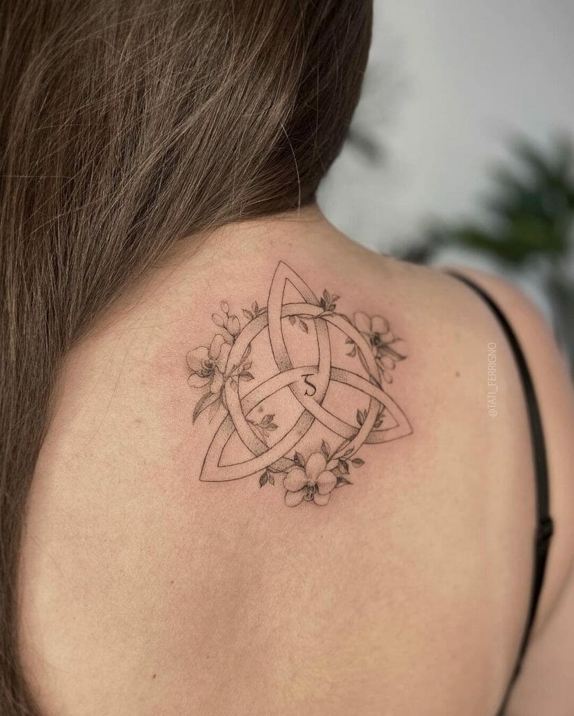 Triquetra Tattoo With Orchids