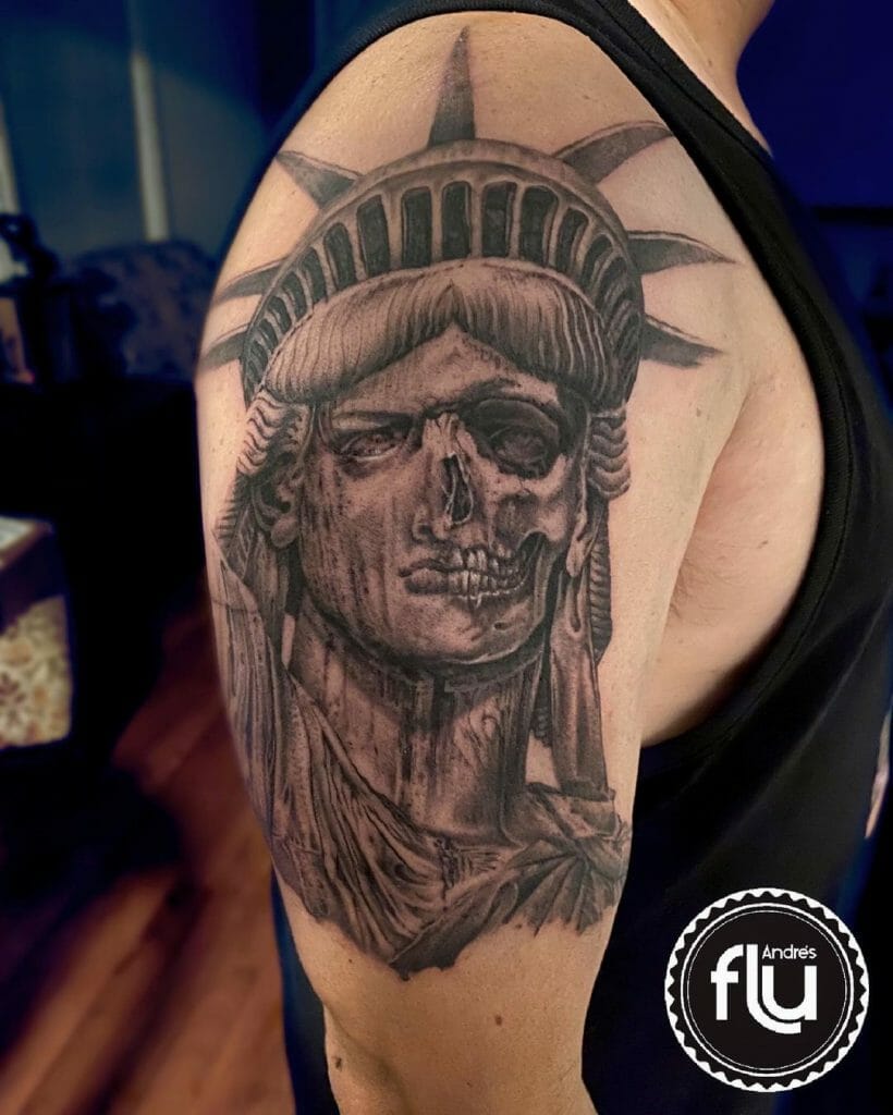 Two-Faced Statue of Liberty Tattoo