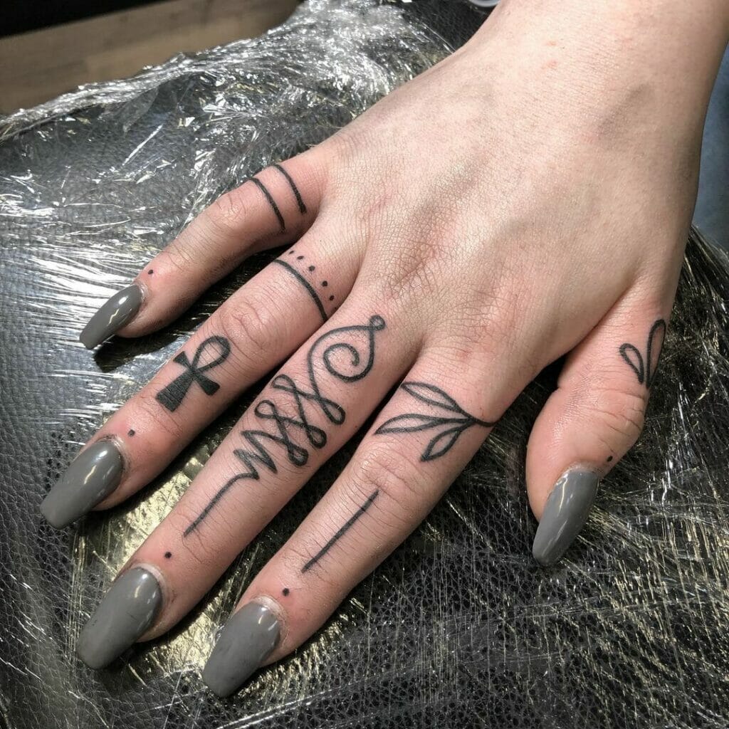 Unalome Symbol Finger Tattoo