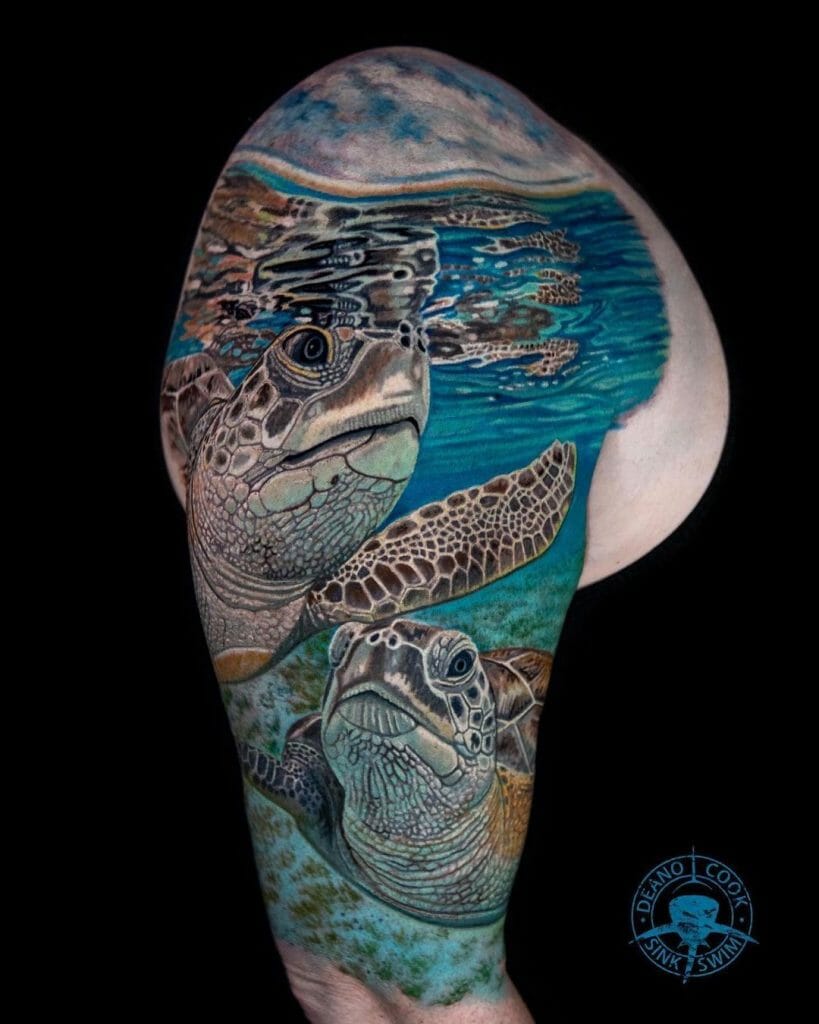 Underwater Sea Turtle Tattoo