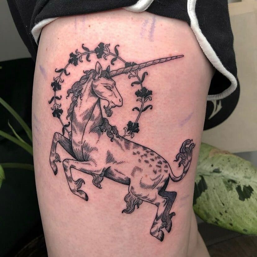 Unicorn Tattoo Centered Around Unicorn Horn