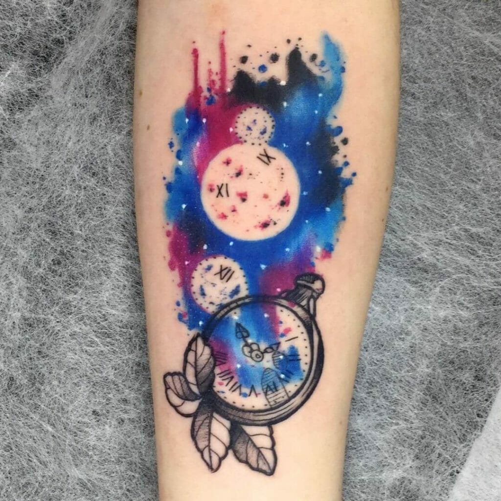 Universe And Clock Tattoo