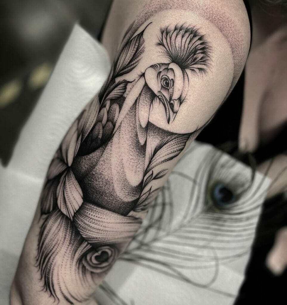 Upper Arm Peacock Tattoo Idea