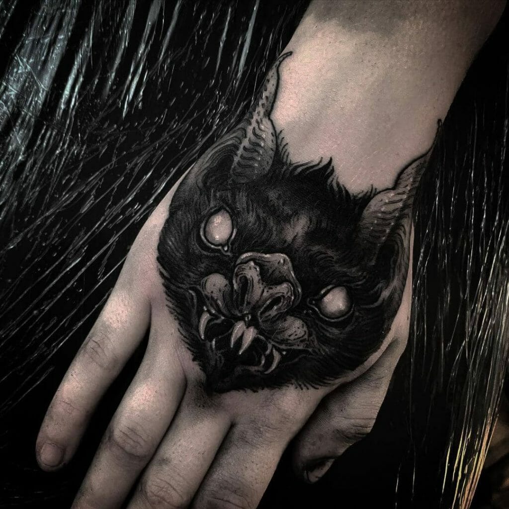 Vampire Bat Hand Tattoo