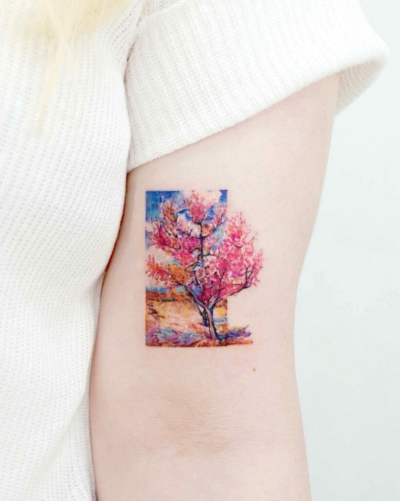 Van Gogh Pink Peach Tree in Blossom Tattoos