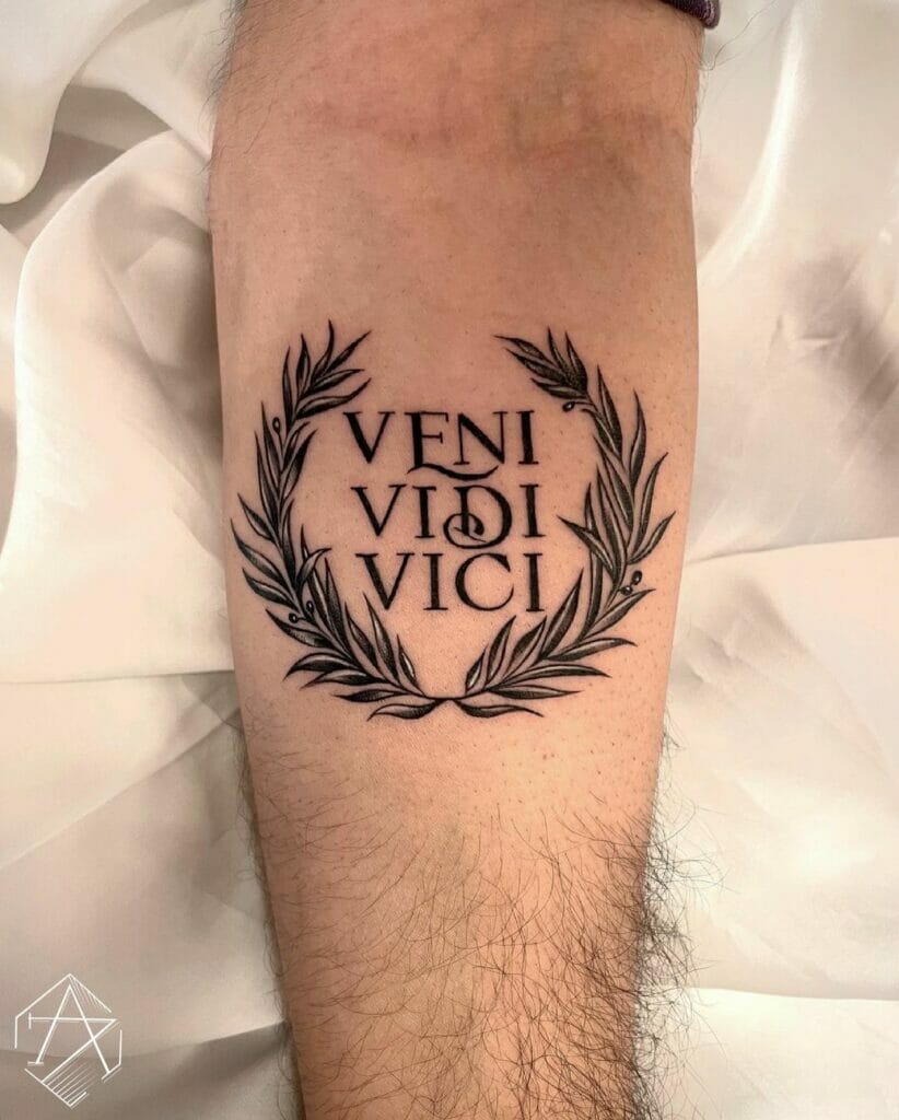Veni Vidi And Vici Laurel Wreath Tattoo
