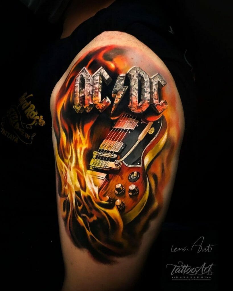 Vibrant AC/DC Logo Tattoo