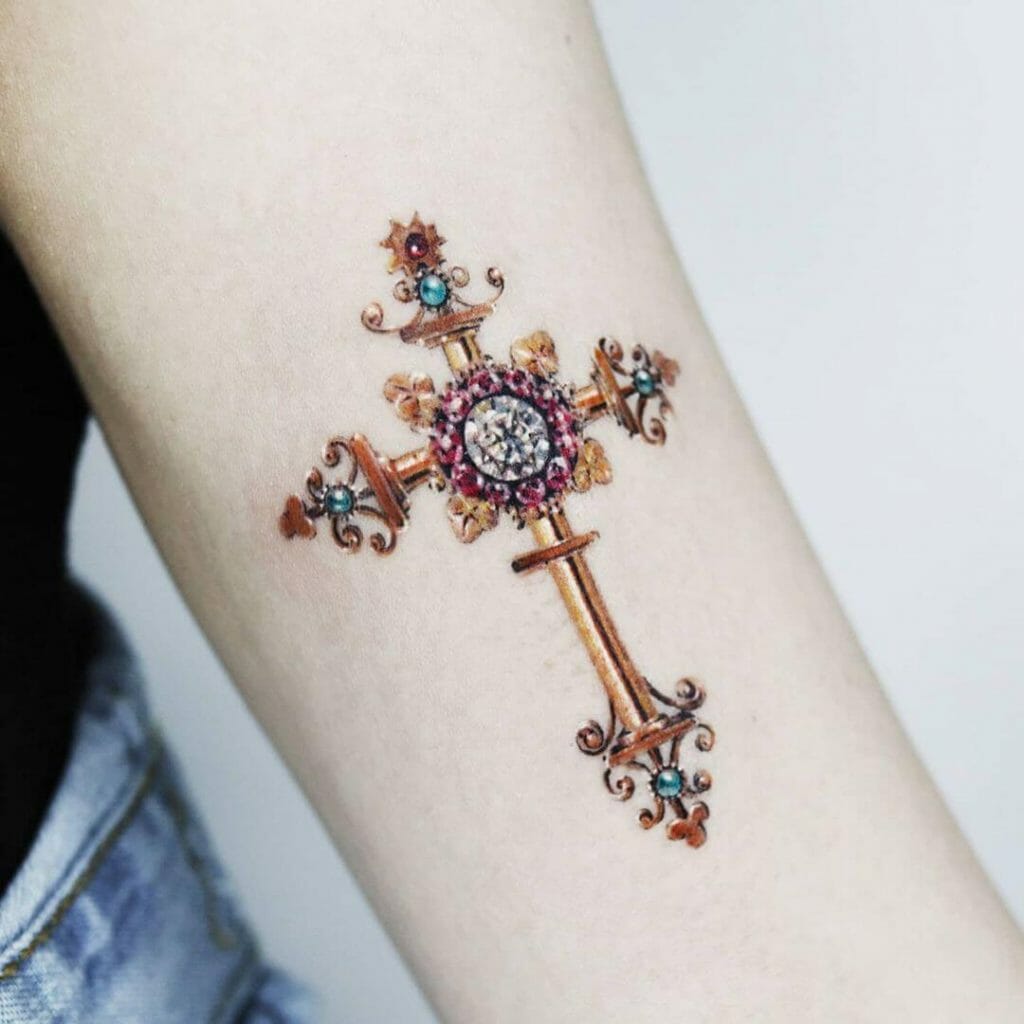 Vibrant Cross Tattoo Design