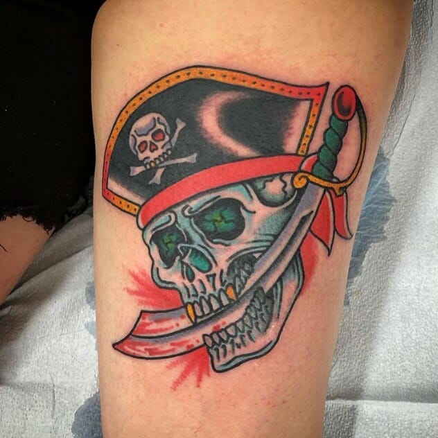 Vibrant Pirate Skull Tattoos