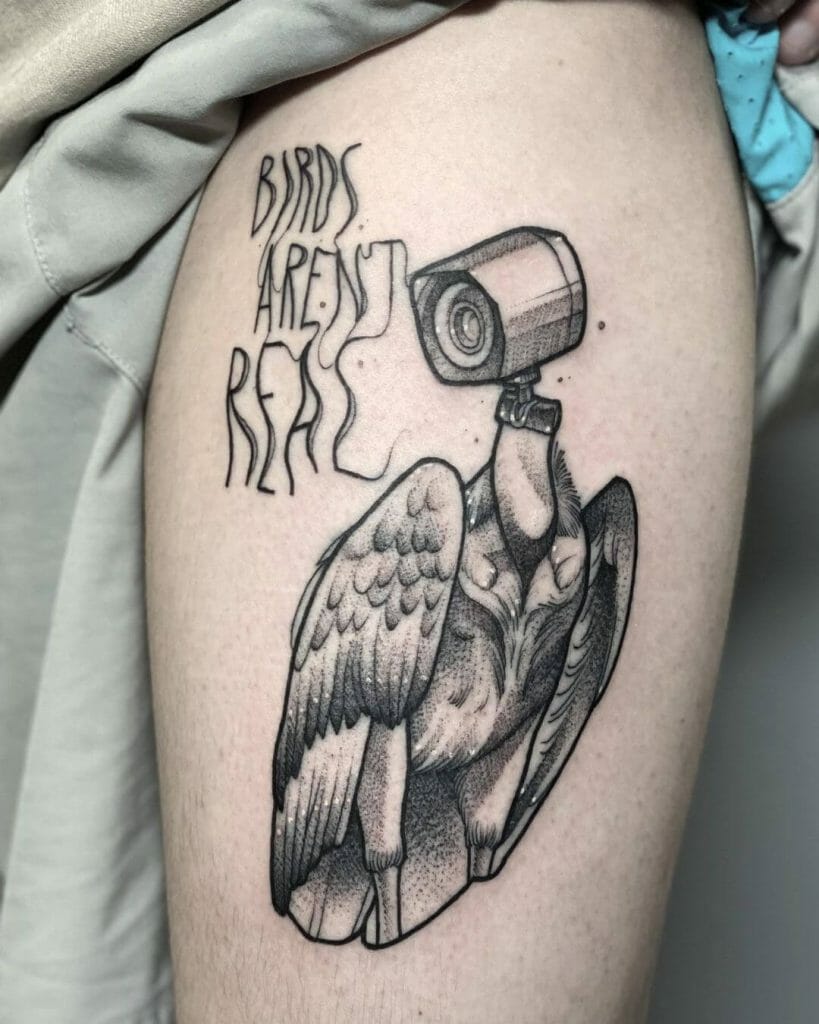 Vulture Tattoo With A Surrealist Twist