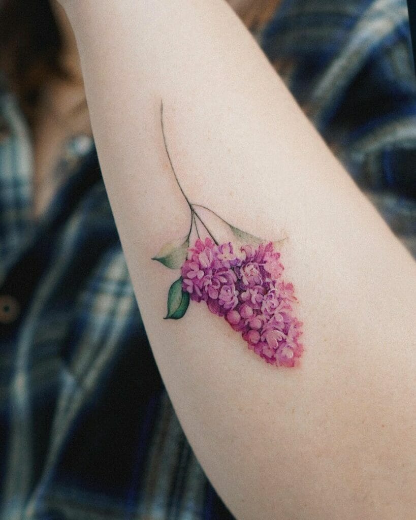 Watercolor Lilac Flowers Tattoo