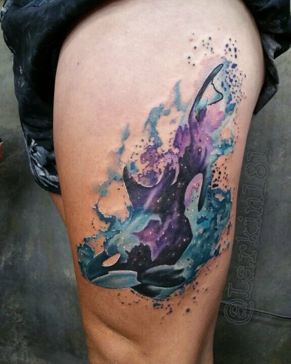 Watercolor Orca Tattoo